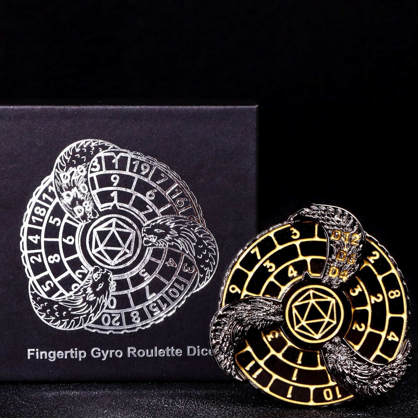D+D Metal Fingertip Gyro Roulette Dice for Dungeons and Dragons, DND Spinner Metal Dice, Dragon Compass Dice Set For Gifts