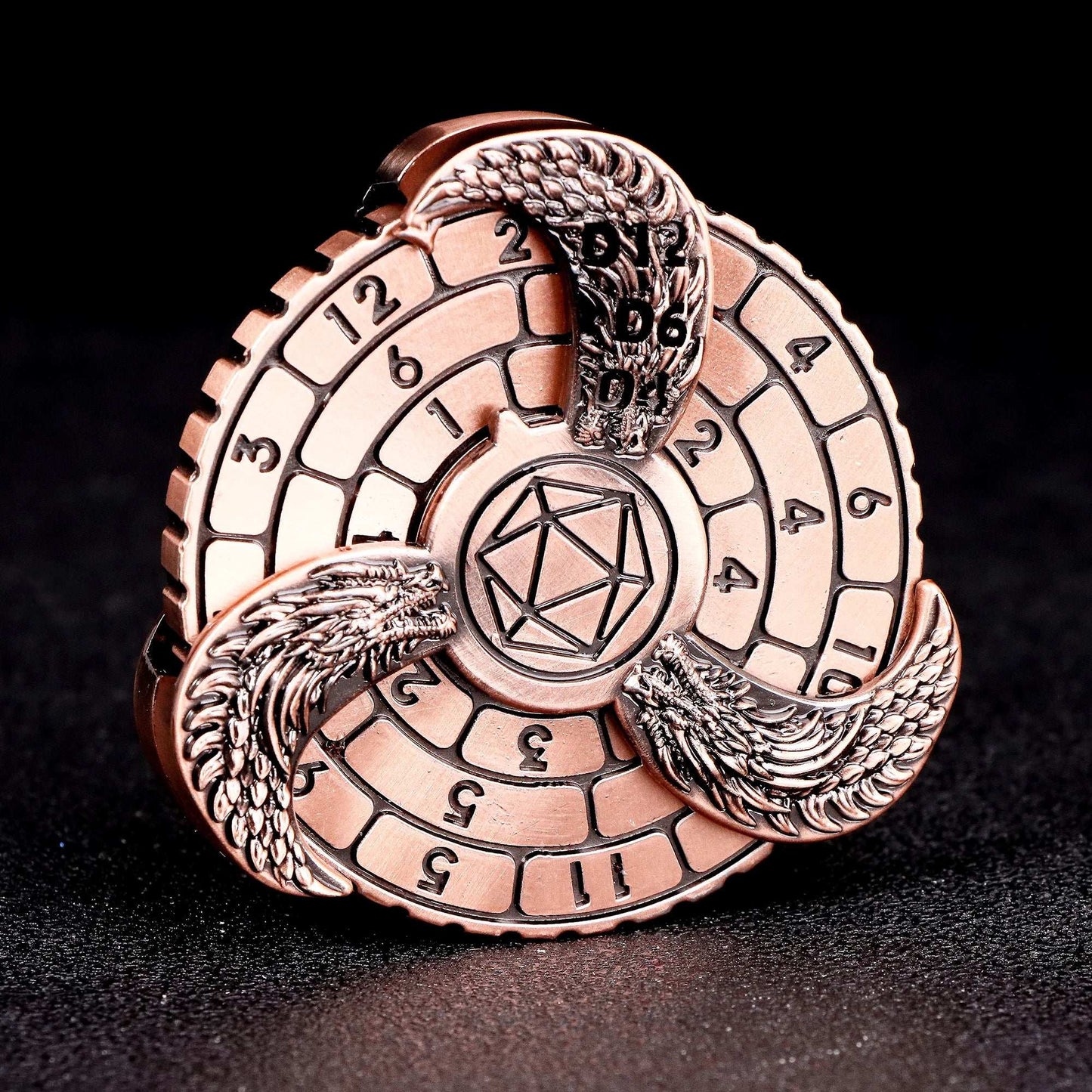 D+D Metal Fingertip Gyro Roulette Dice for Dungeons and Dragons, DND Spinner Metal Dice, Dragon Compass Dice Set For Gifts