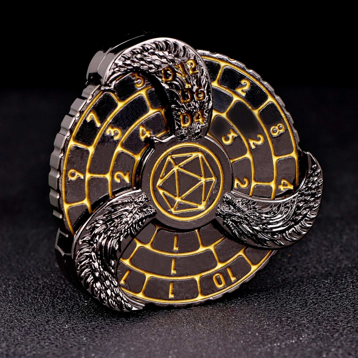 D+D Metal Fingertip Gyro Roulette Dice for Dungeons and Dragons, DND Spinner Metal Dice, Dragon Compass Dice Set For Gifts