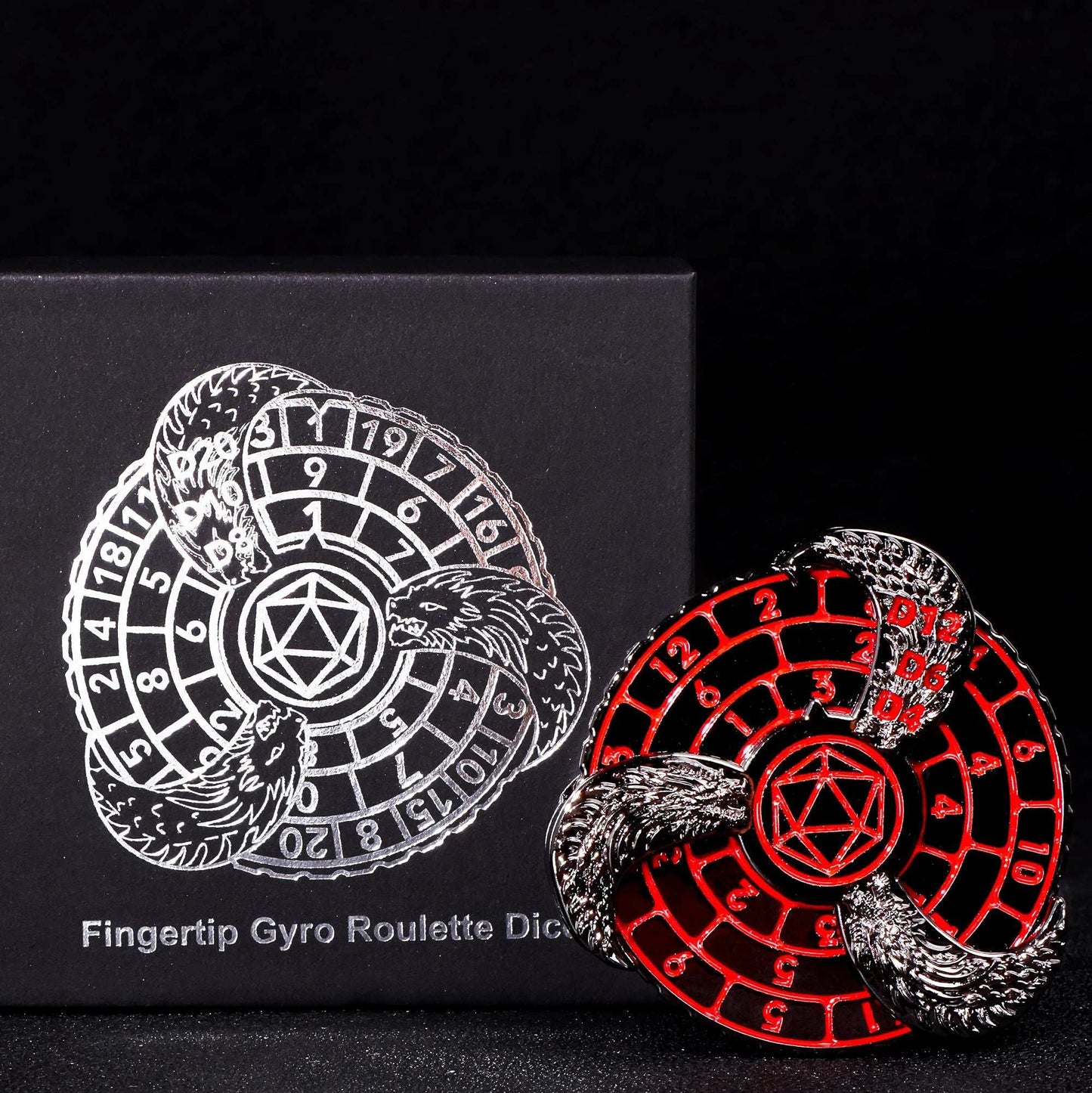 D+D Metal Fingertip Gyro Roulette Dice for Dungeons and Dragons, DND Spinner Metal Dice, Dragon Compass Dice Set For Gifts