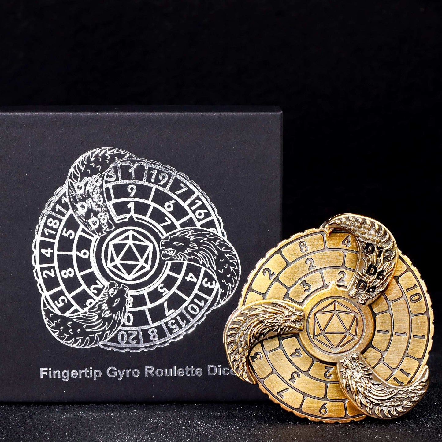 D+D Metal Fingertip Gyro Roulette Dice for Dungeons and Dragons, DND Spinner Metal Dice, Dragon Compass Dice Set For Gifts
